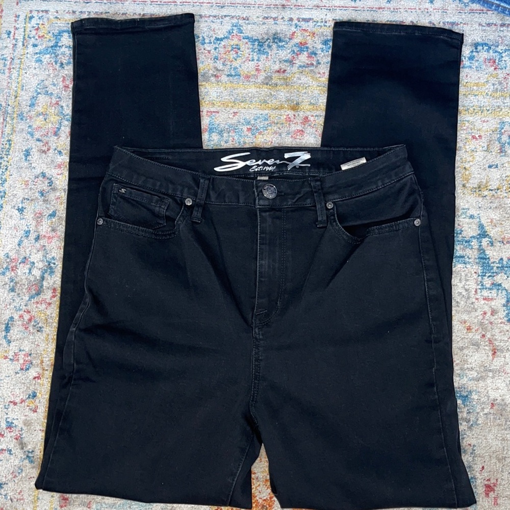 Seven7 high rise slim straight black jeans